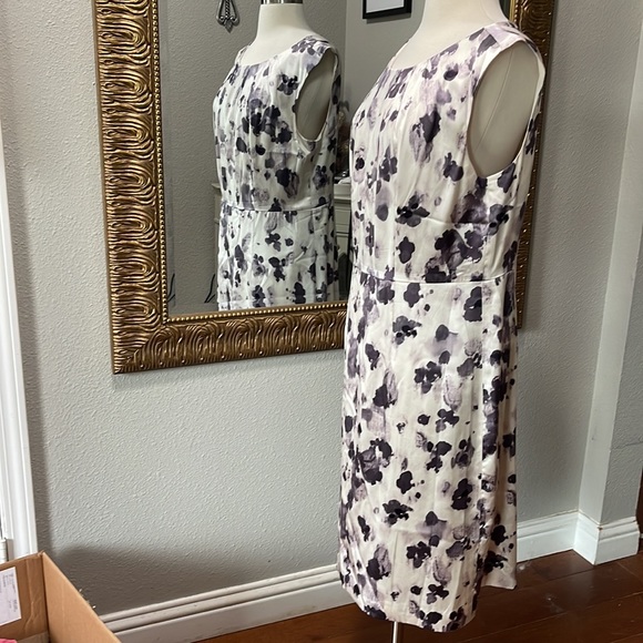 Ann Taylor Silk Purple and Ivory Dress - Picture 3 of 9